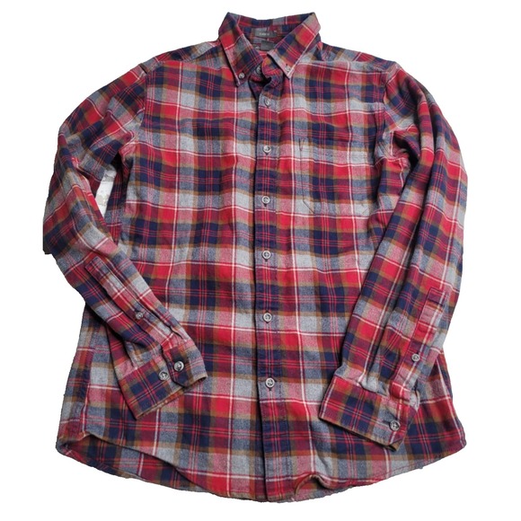 Eddie‎ Bauer Classic Fit Red/Gray Plaid Flannel Men's Small Long Sleeve - Picture 1 of 6